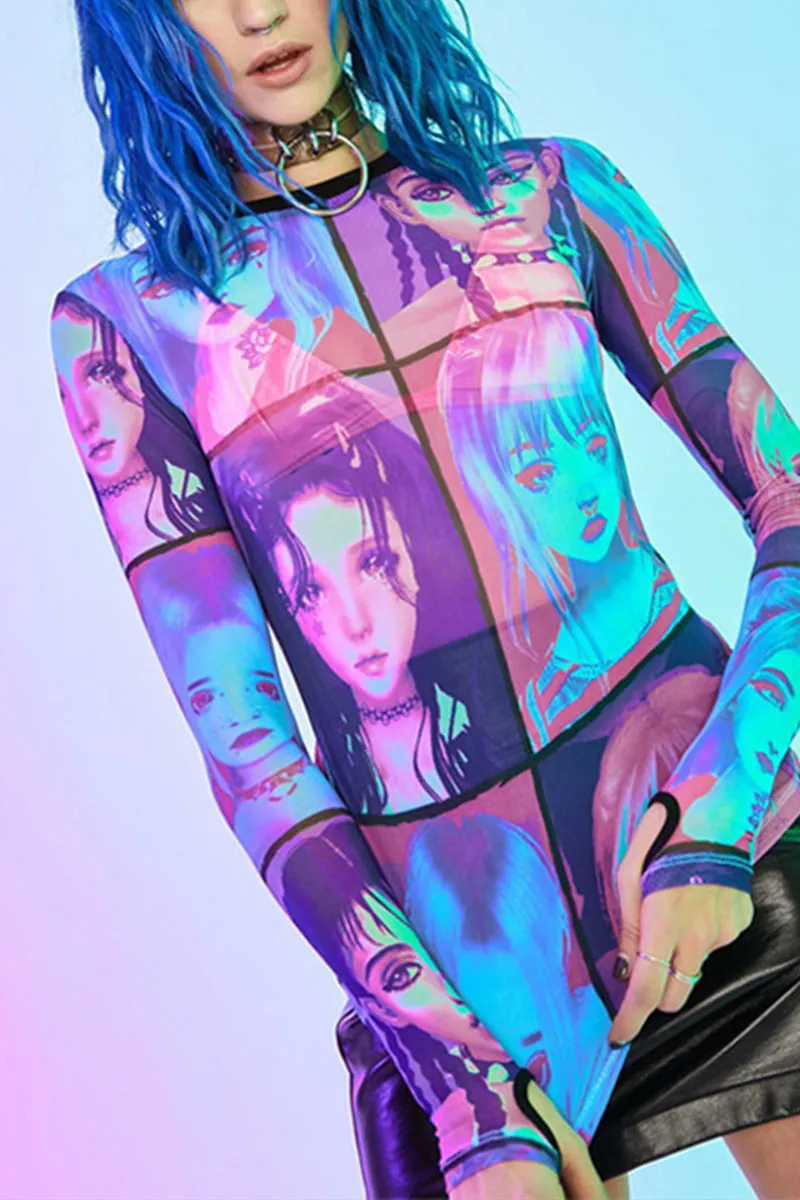 TL0230 Graphic Mesh Shirt