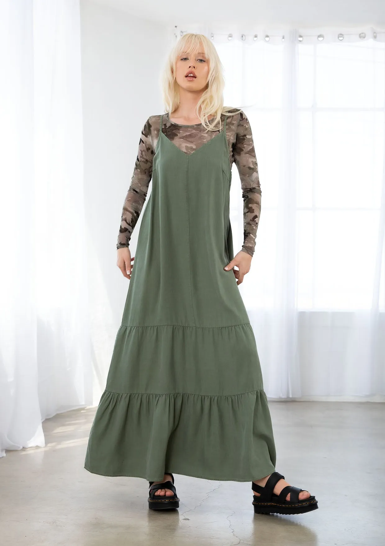 Trendy Long Sleeve Sheer Mesh Round Neck Top