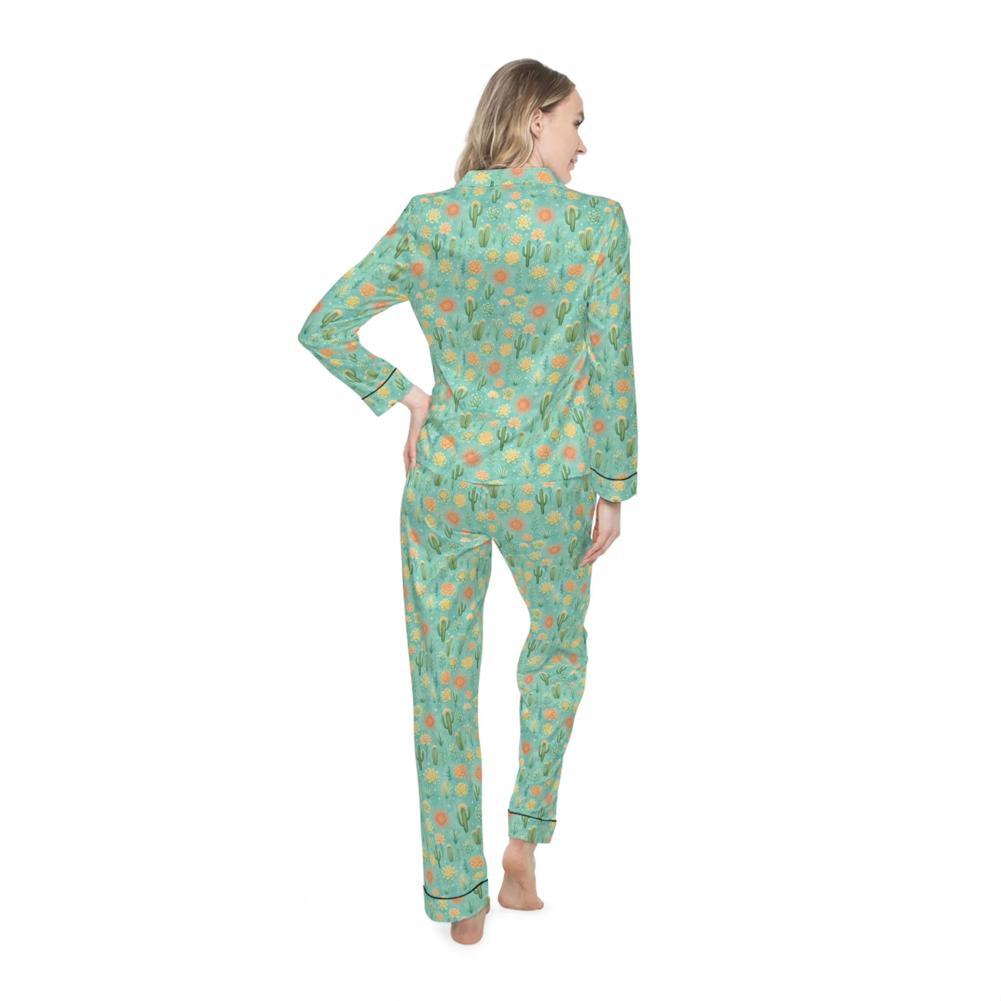 Tropical Floral Satin Pajamas for Women