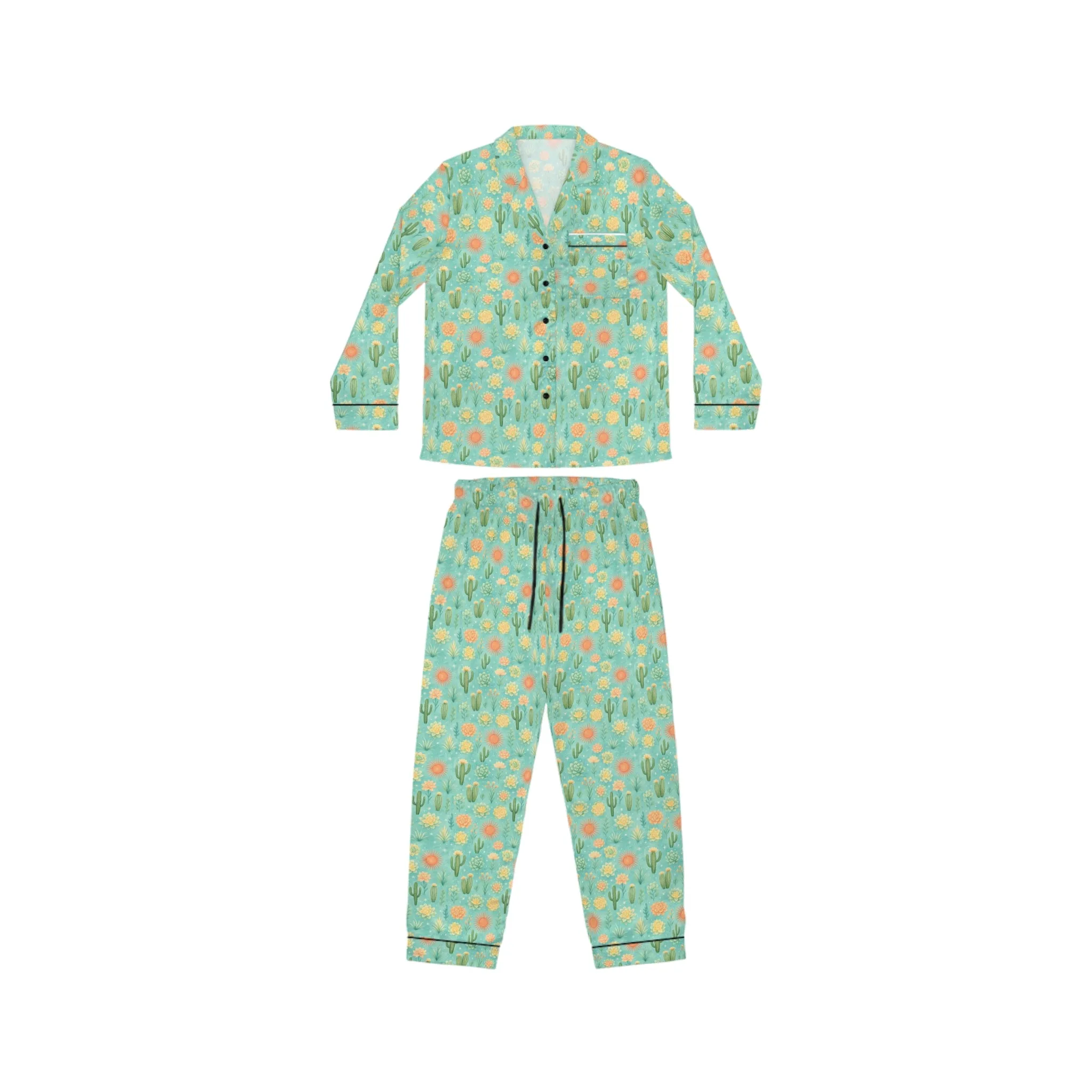 Tropical Floral Satin Pajamas for Women