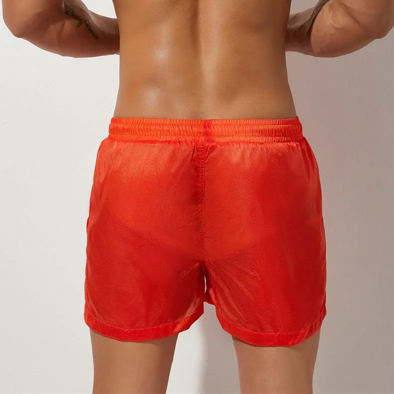 Tulum Transparent Swimwear Sheer Swimming Shorts Men  - Coral Red