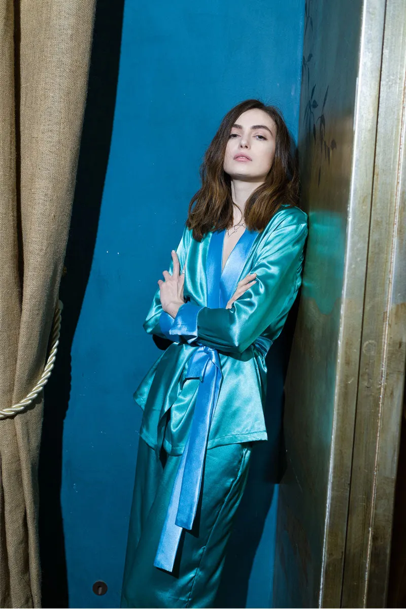 Turquoise Satin Pajama