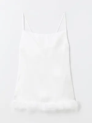 U-Neck Straight Strap Satin Women Nightgown