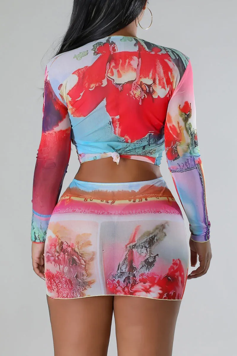 UH0293 Mesh Shirt and Skirt Set