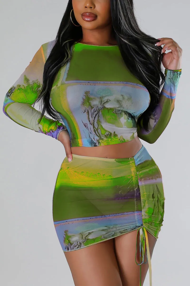 UH0293 Mesh Shirt and Skirt Set