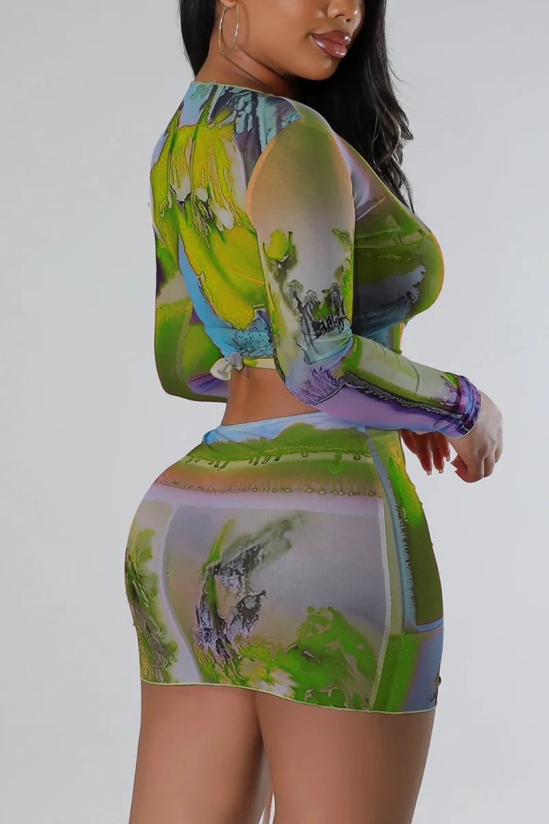 UH0293 Mesh Shirt and Skirt Set