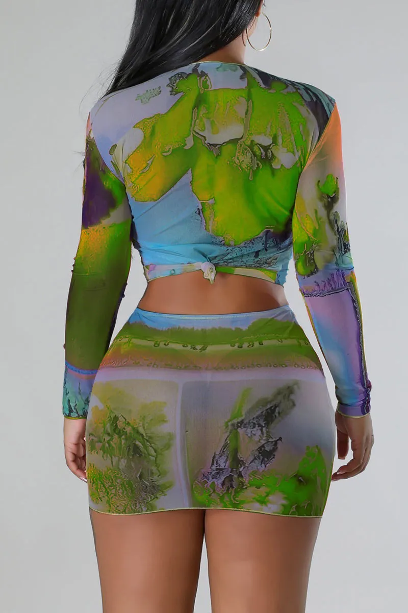 UH0293 Mesh Shirt and Skirt Set