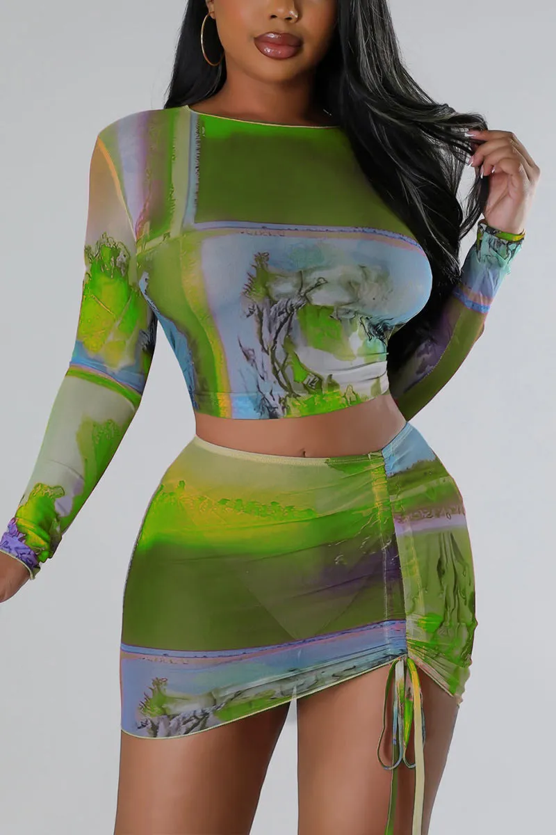 UH0293 Mesh Shirt and Skirt Set