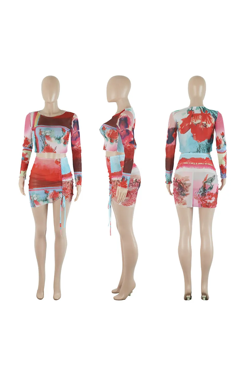 UH0293 Mesh Shirt and Skirt Set