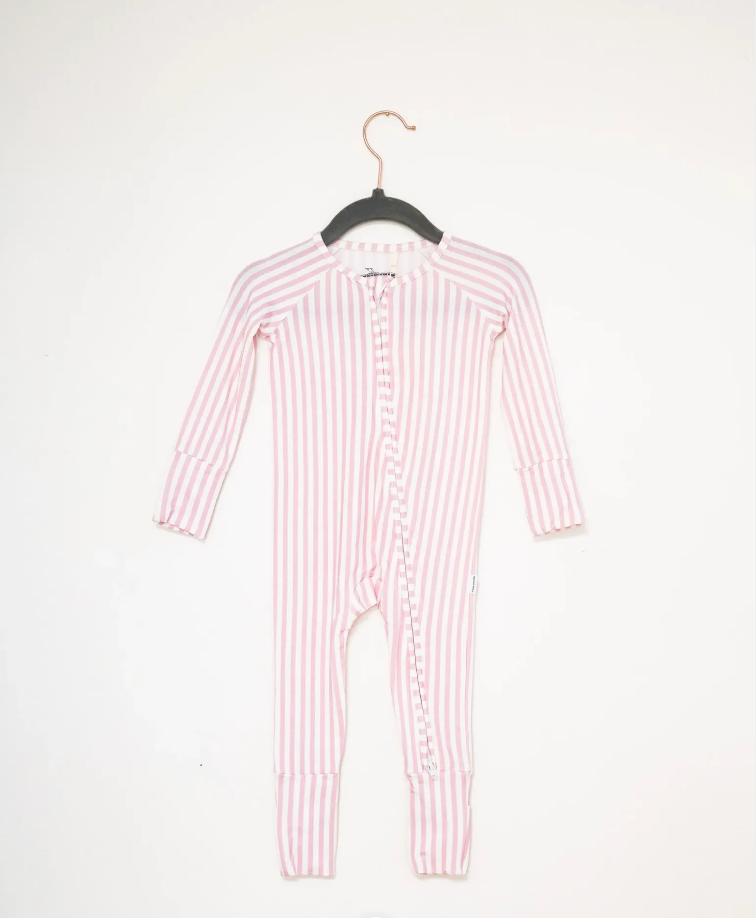 Uptown Baby Pink Mini Stripe Sleep Romper
