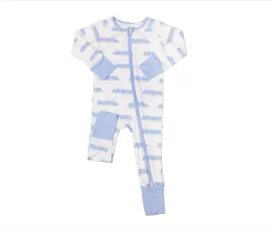 Uptown Baby Train Zip Sleep Romper