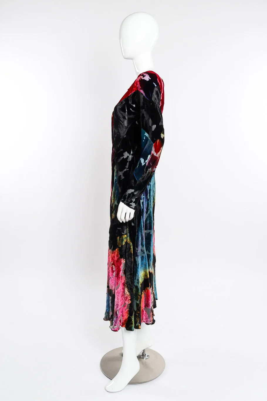Velvet Floral Burnout Bias Dress