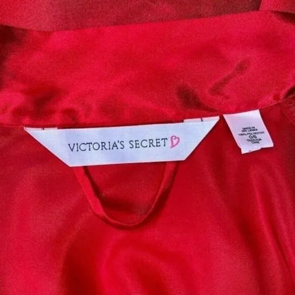 Victoria Secret Red Satin Kimino Robe One Size