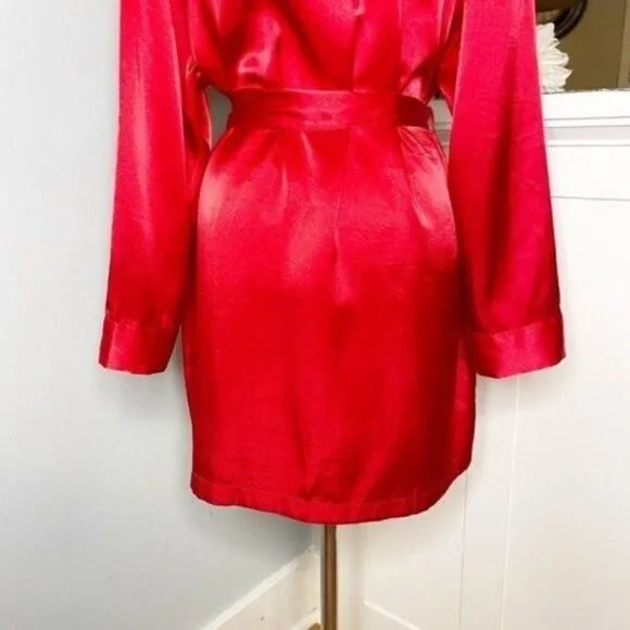 Victoria Secret Red Satin Kimino Robe One Size