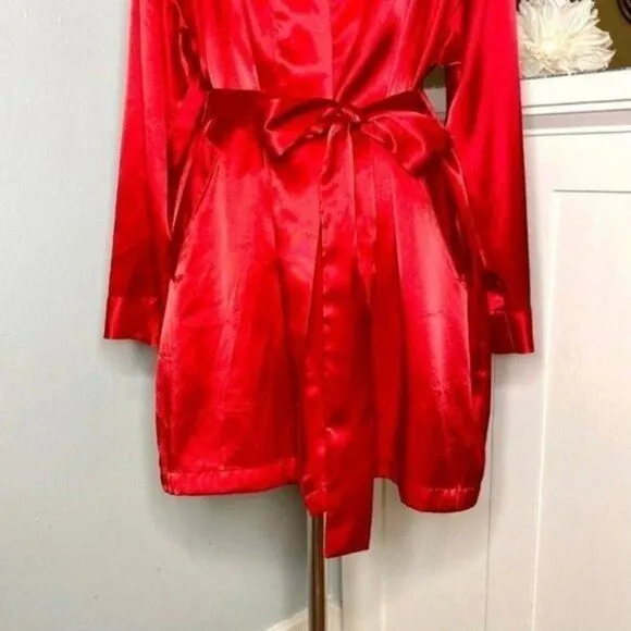 Victoria Secret Red Satin Kimino Robe One Size