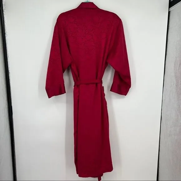 Victoria's Secret Gold Label Vintage Satin Jacquard Print Sash Tie Longline Robe