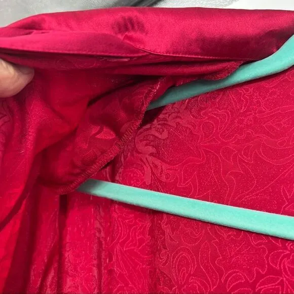 Victoria's Secret Gold Label Vintage Satin Jacquard Print Sash Tie Longline Robe