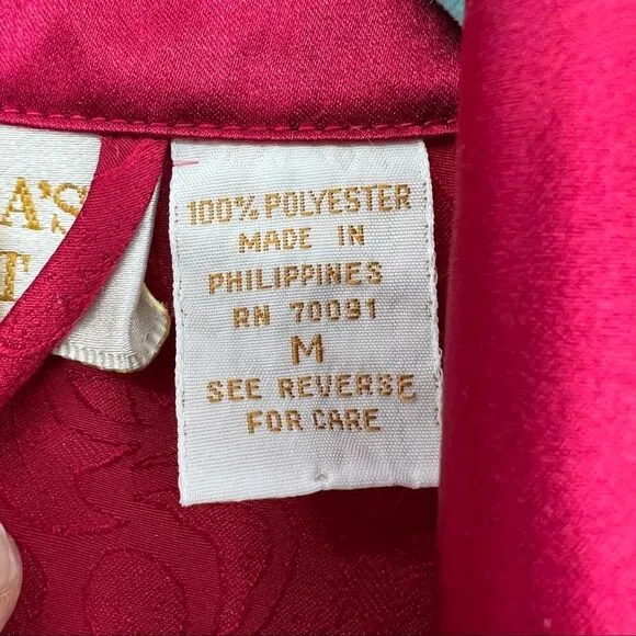 Victoria's Secret Gold Label Vintage Satin Jacquard Print Sash Tie Longline Robe
