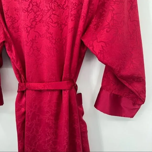 Victoria's Secret Gold Label Vintage Satin Jacquard Print Sash Tie Longline Robe