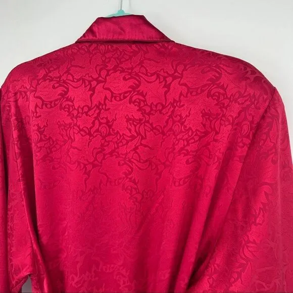 Victoria's Secret Gold Label Vintage Satin Jacquard Print Sash Tie Longline Robe