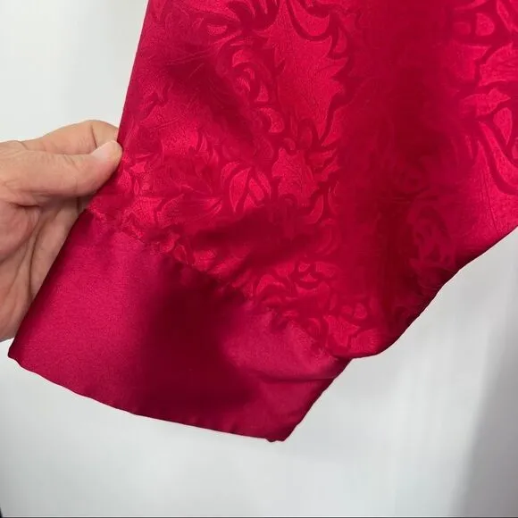 Victoria's Secret Gold Label Vintage Satin Jacquard Print Sash Tie Longline Robe