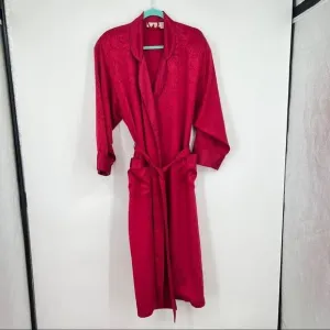 Victoria's Secret Gold Label Vintage Satin Jacquard Print Sash Tie Longline Robe