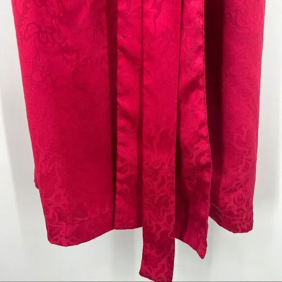 Victoria's Secret Gold Label Vintage Satin Jacquard Print Sash Tie Longline Robe