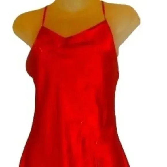 Victoria's Secret Red Vintage y2k Satin Lace Chemise Slip