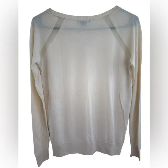 Vince Women's Lightweight Sweater Wool Silk Blend Sheer Panels Sweater Size‎ S