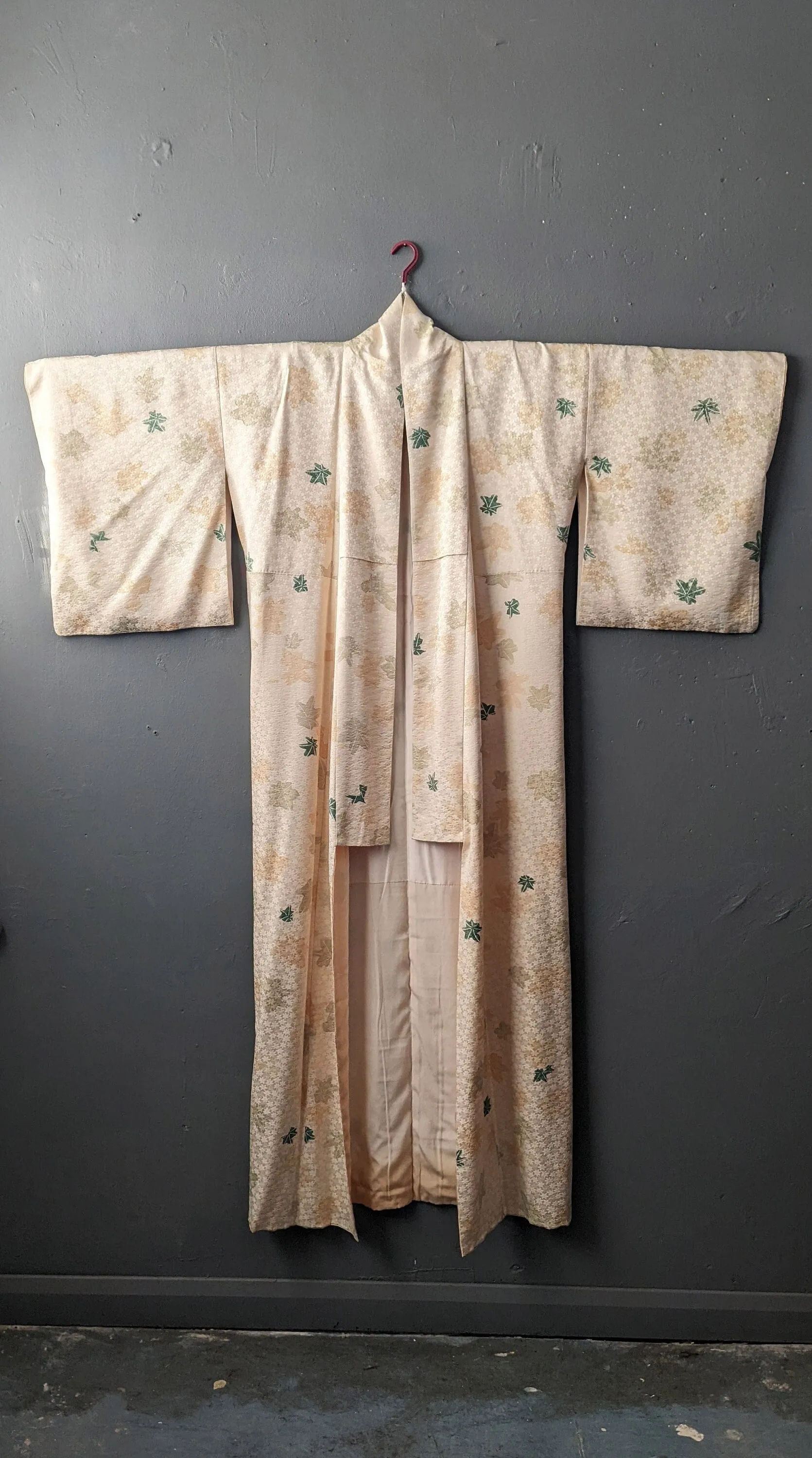 Vintage Maple Leaf Kimono, Japanese Kaede Late Summer Robe
