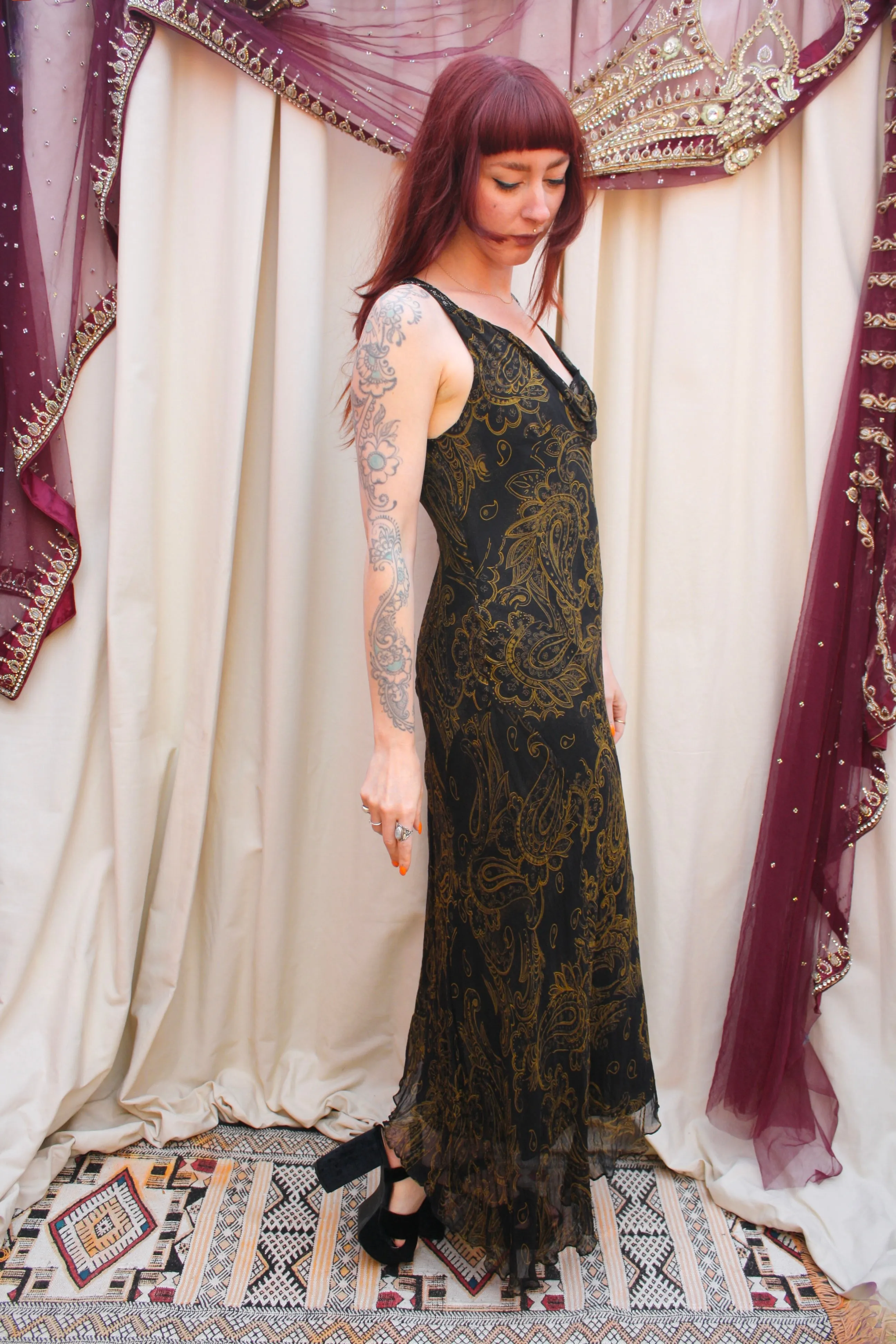 Vintage Silk Paisley Slip Dress