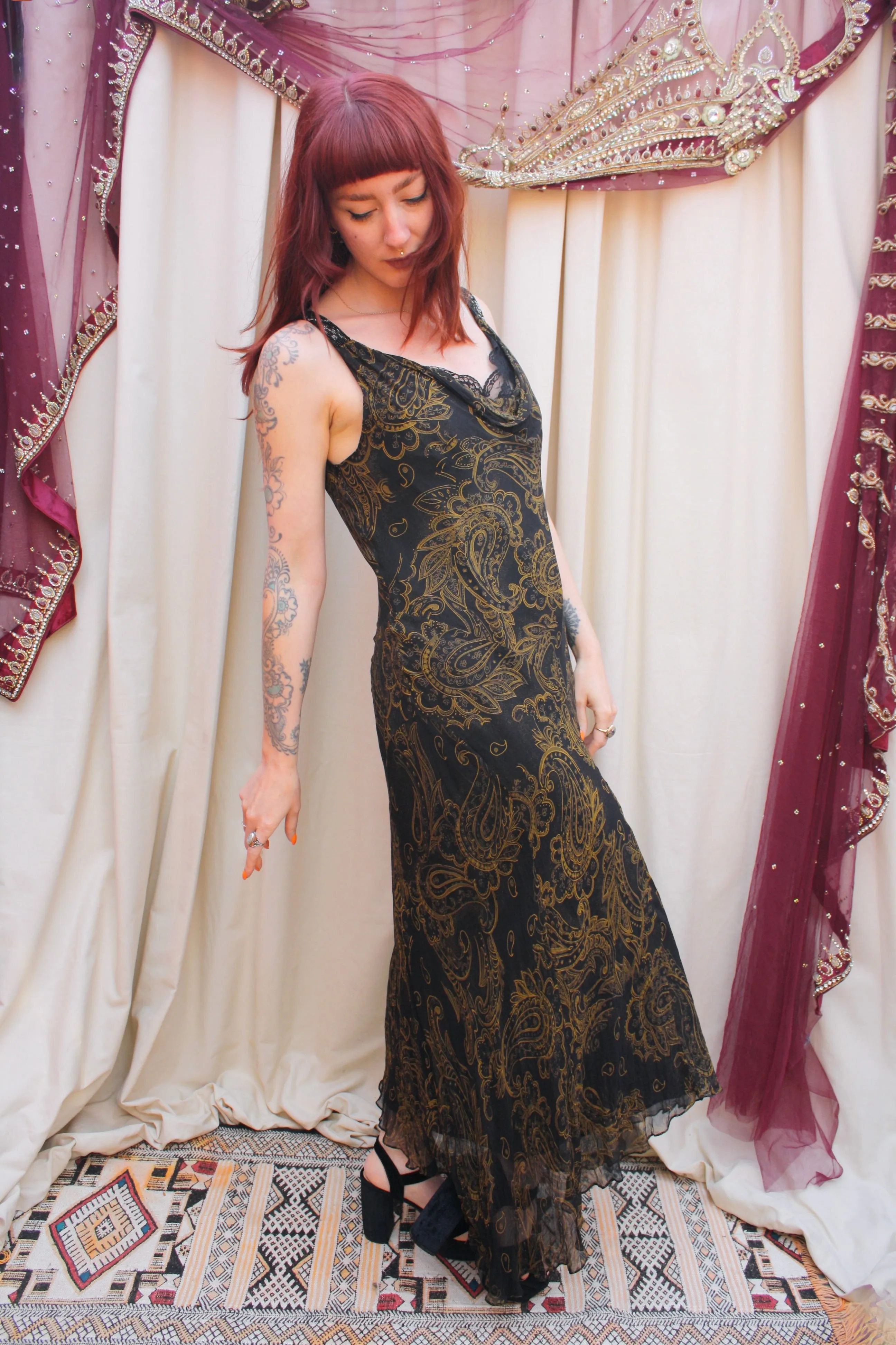 Vintage Silk Paisley Slip Dress