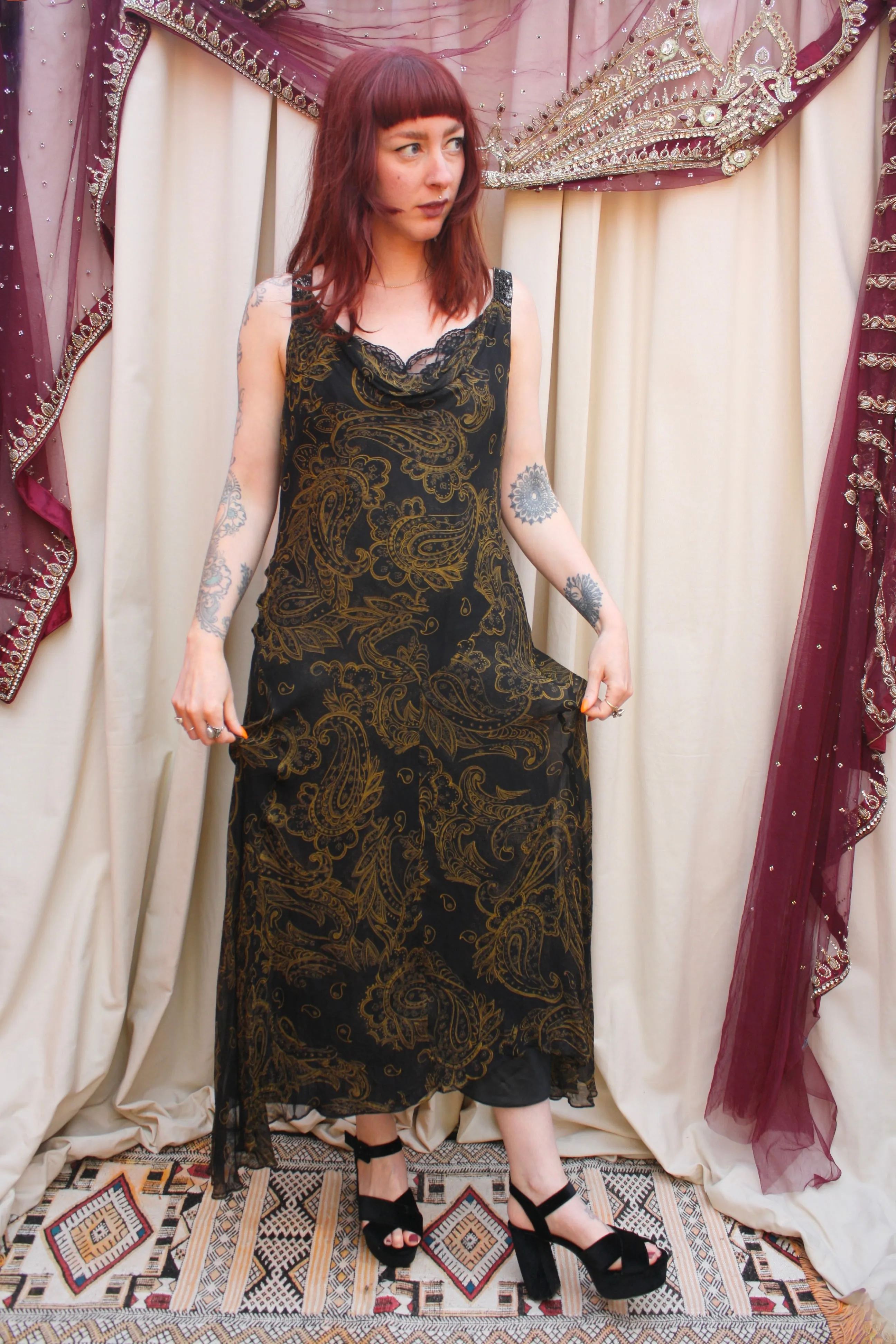 Vintage Silk Paisley Slip Dress