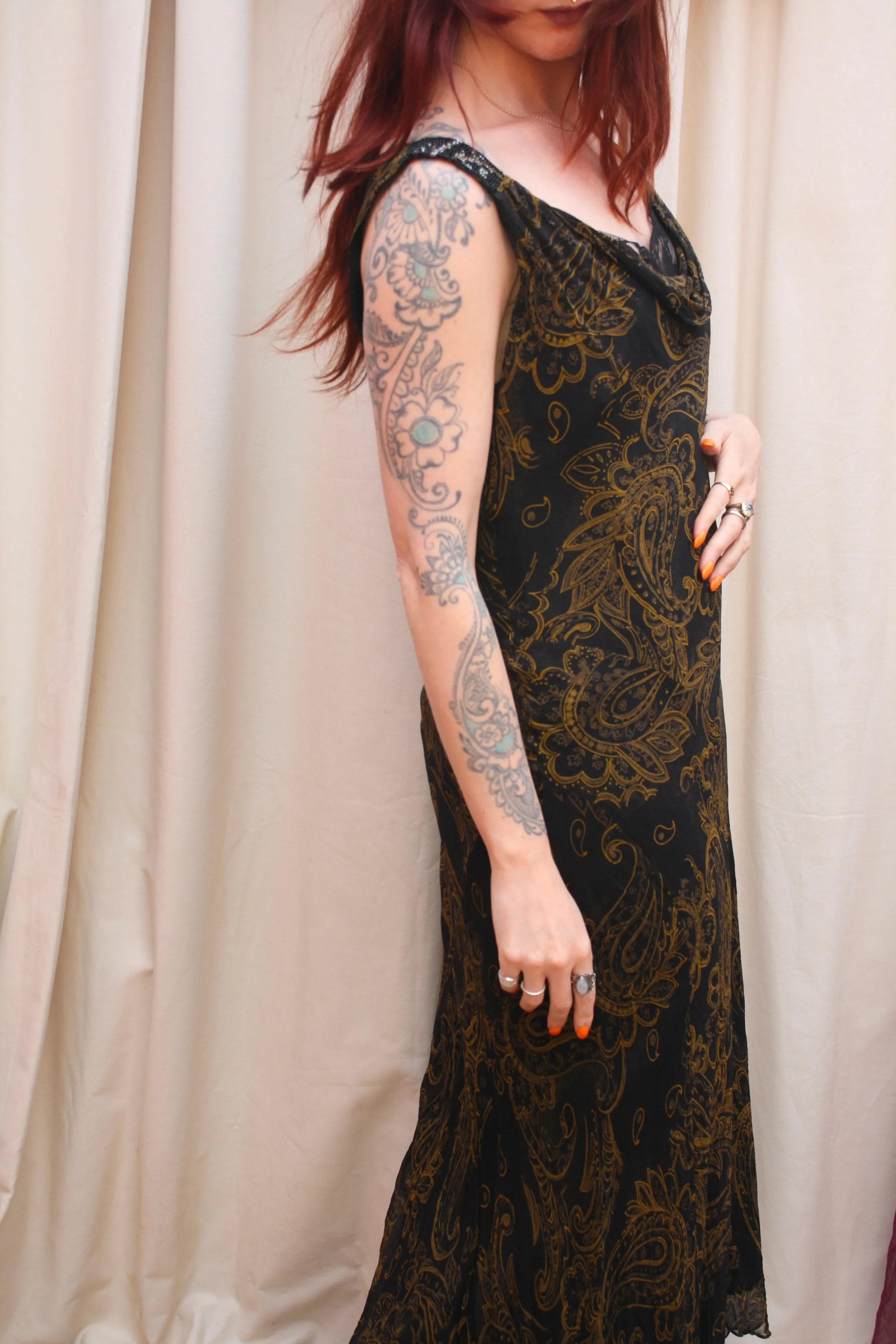 Vintage Silk Paisley Slip Dress