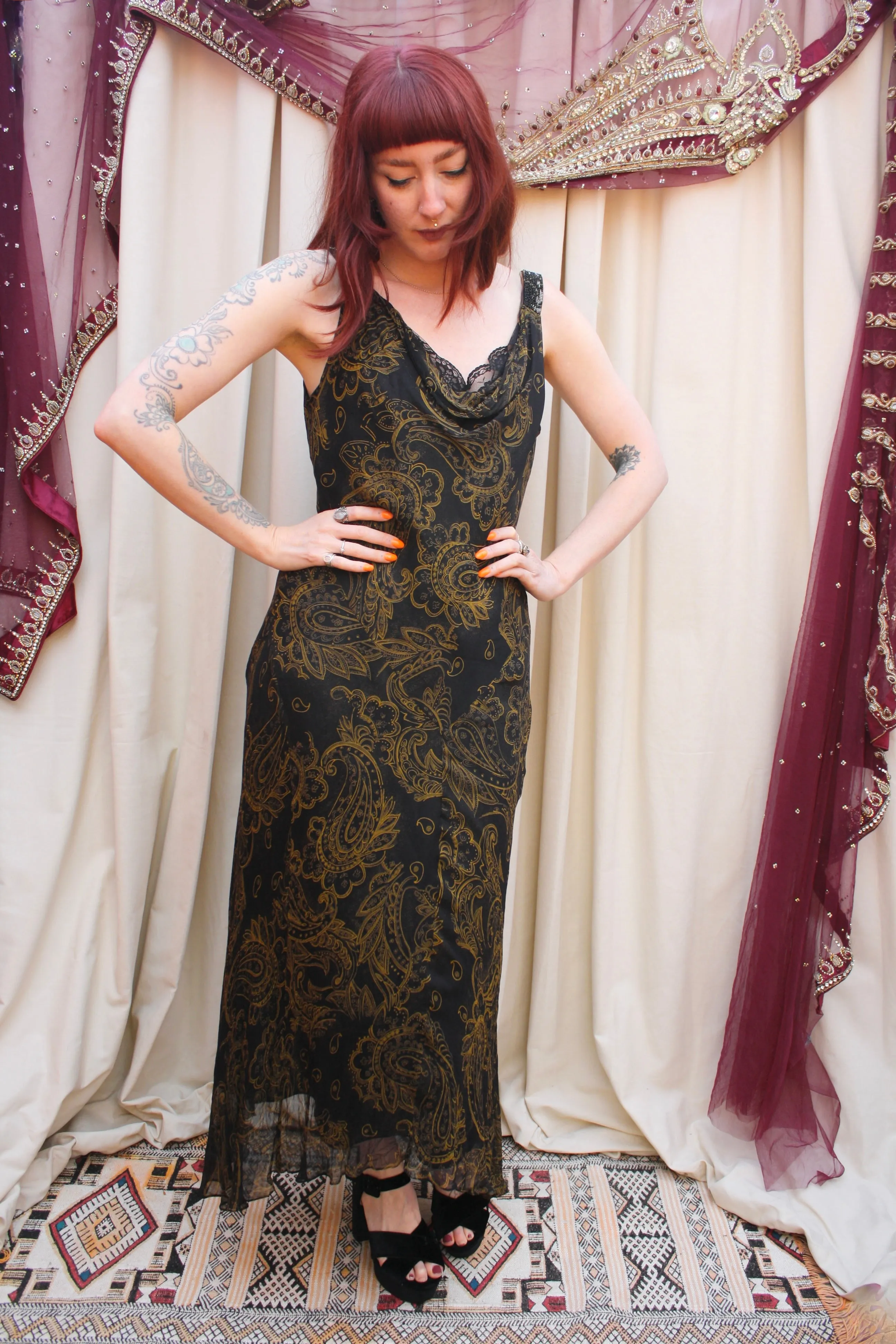 Vintage Silk Paisley Slip Dress