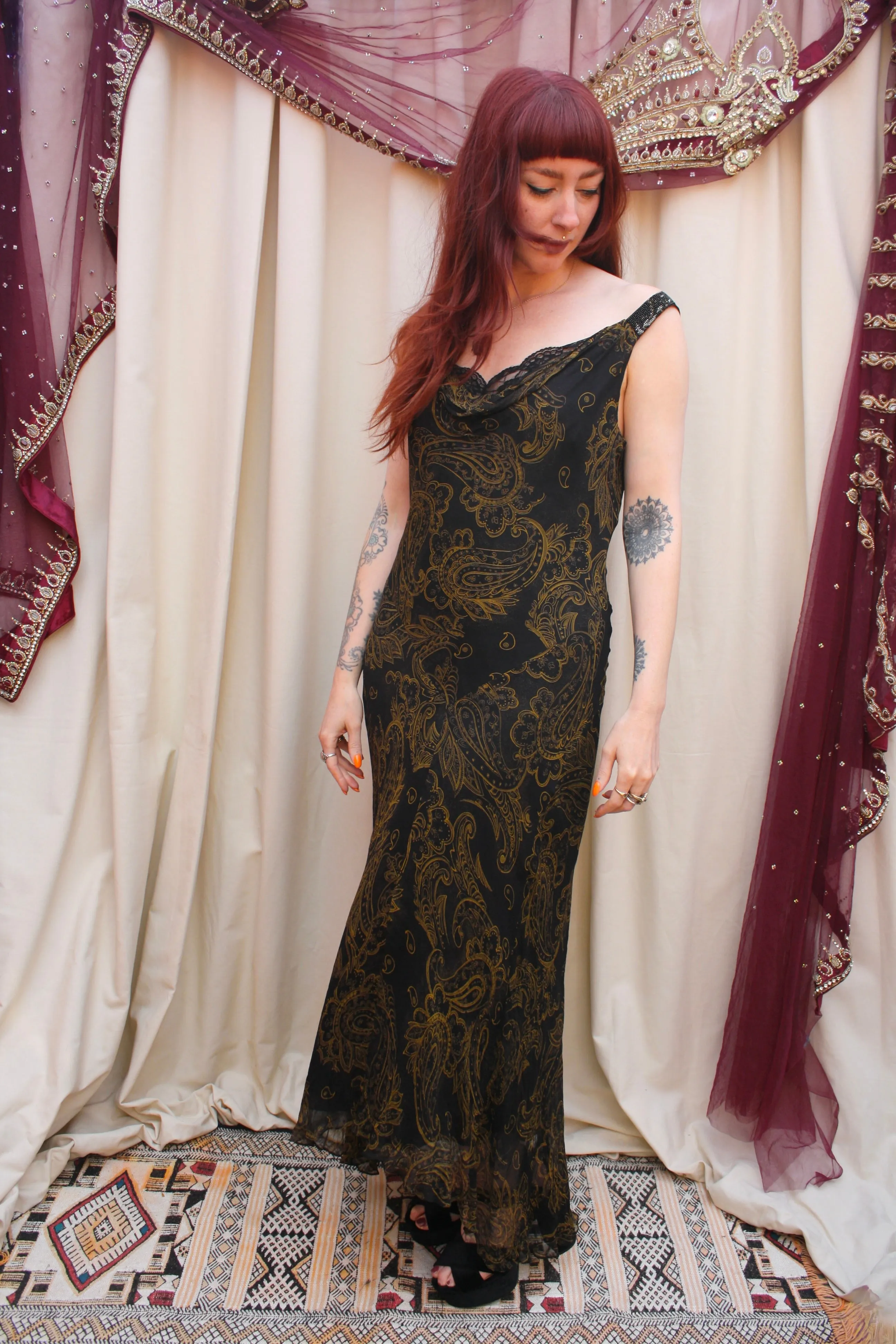 Vintage Silk Paisley Slip Dress