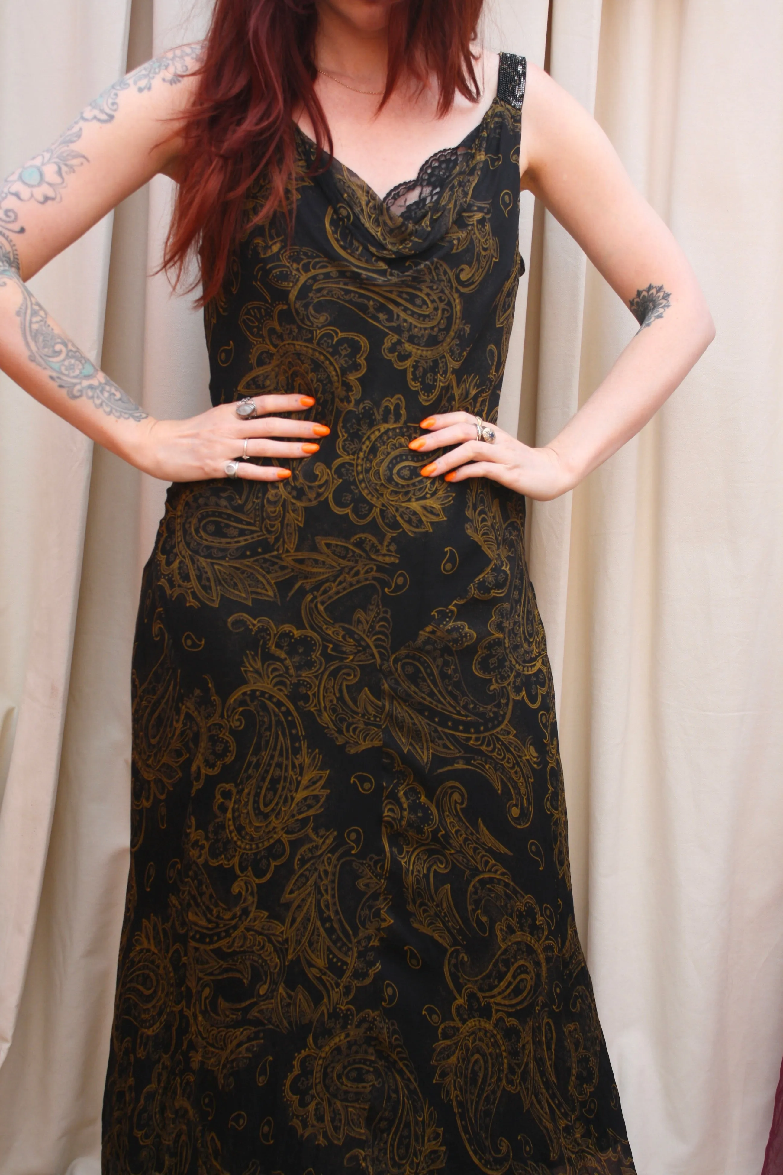 Vintage Silk Paisley Slip Dress