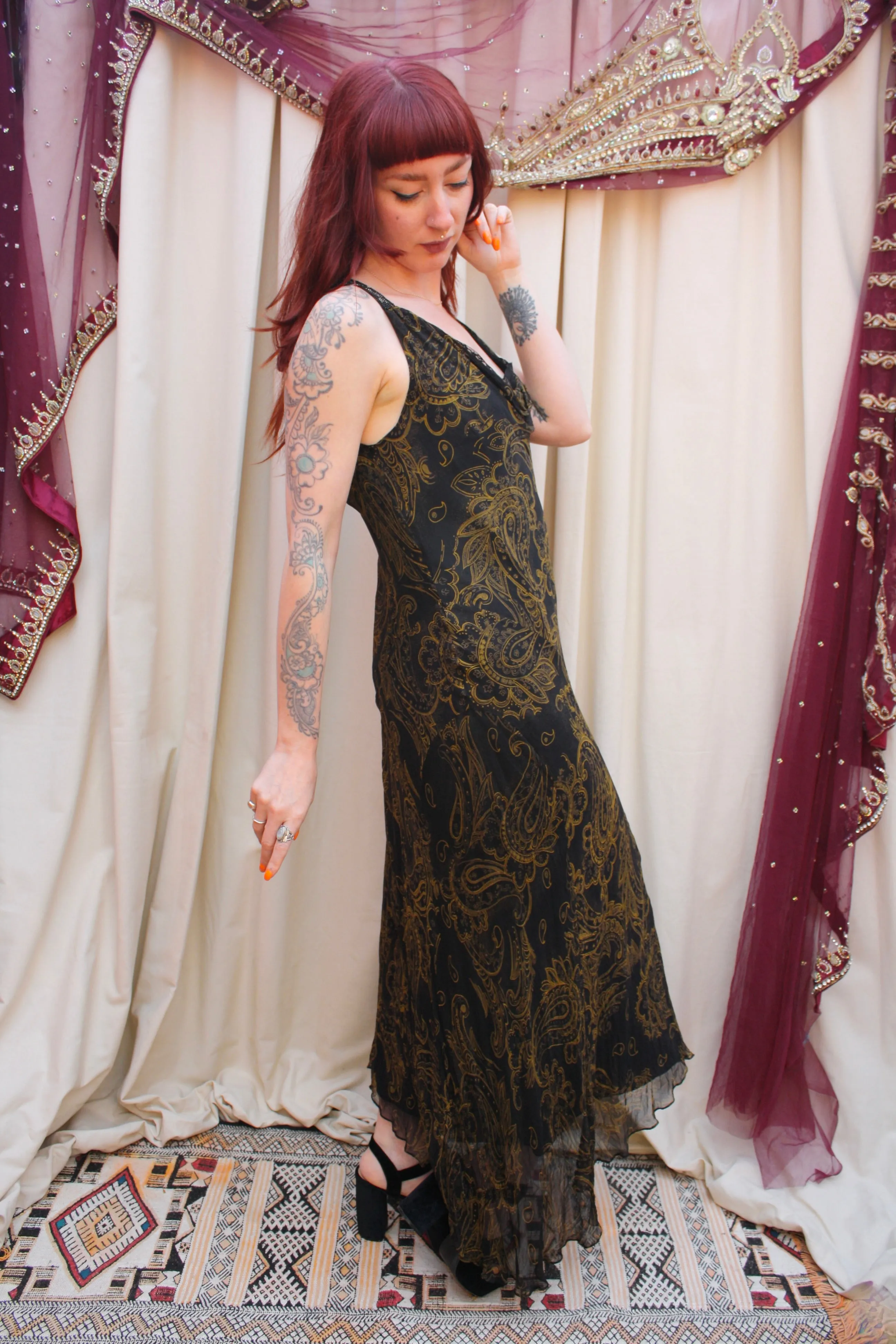Vintage Silk Paisley Slip Dress