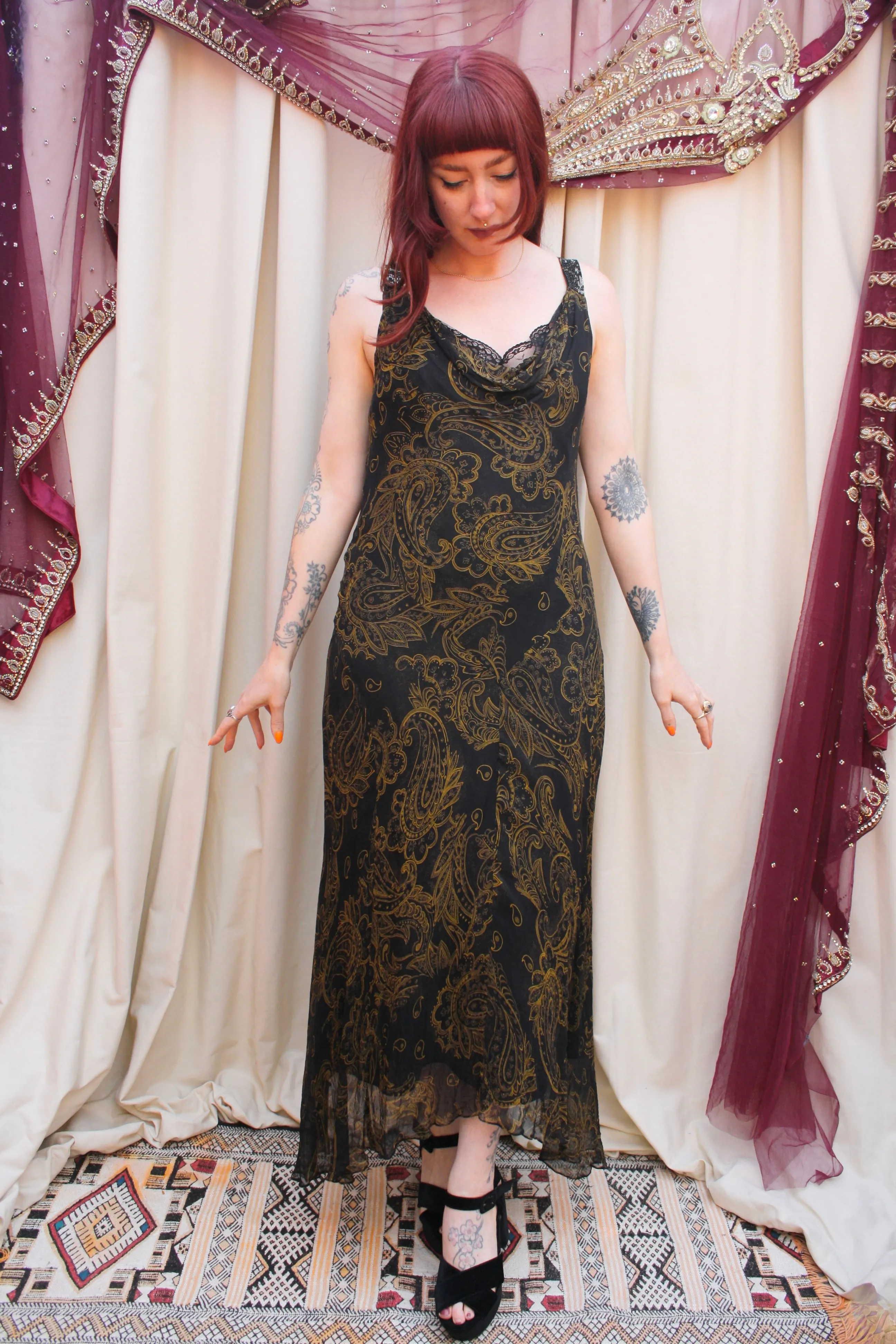 Vintage Silk Paisley Slip Dress