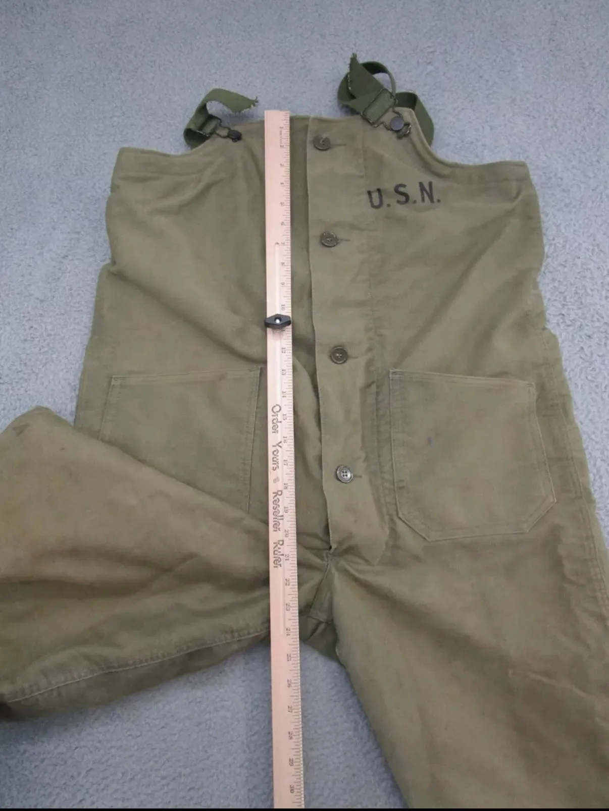 Vintage USN Navy WWII Bin Overalls Deck Pant Men Size Medium