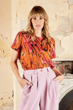 Vivant Top Orange in Seersucker