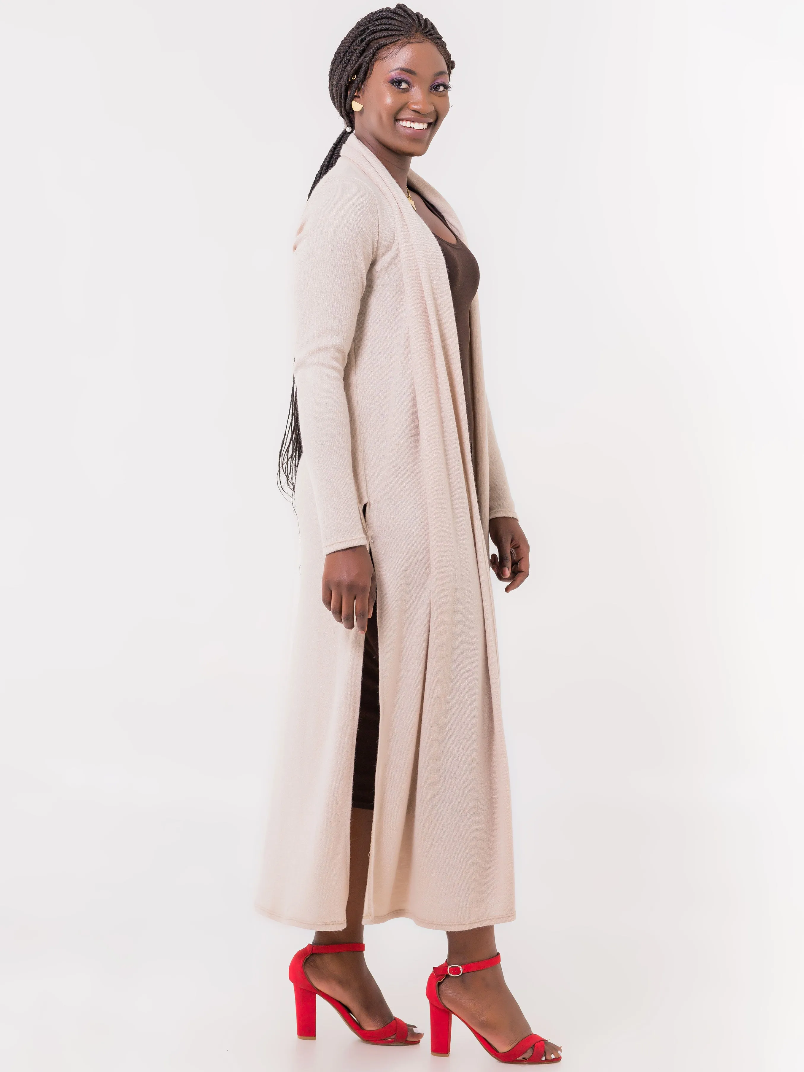 Vivo Basic Extra Long May With Side Slits - Taupe