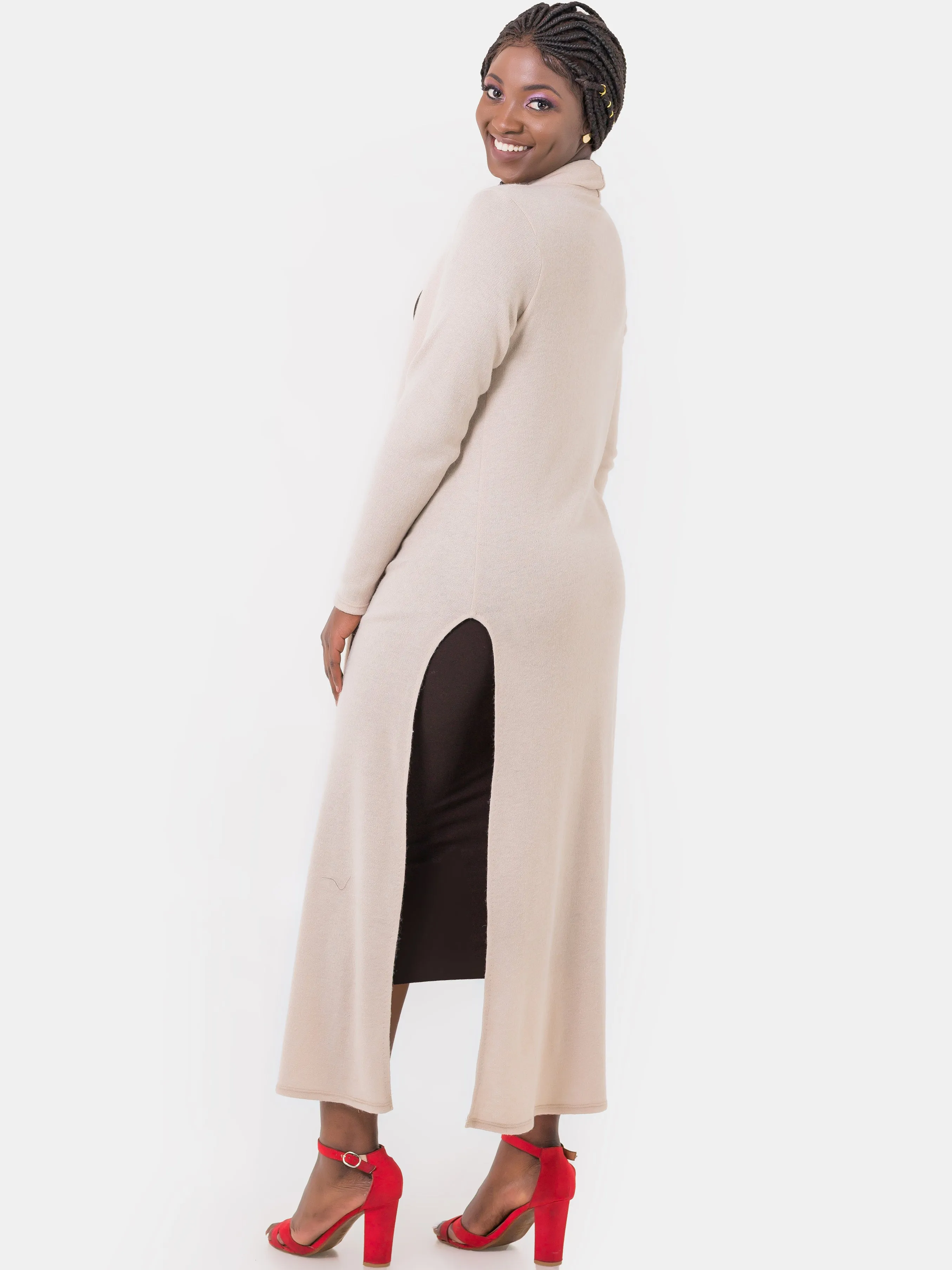 Vivo Basic Extra Long May With Side Slits - Taupe