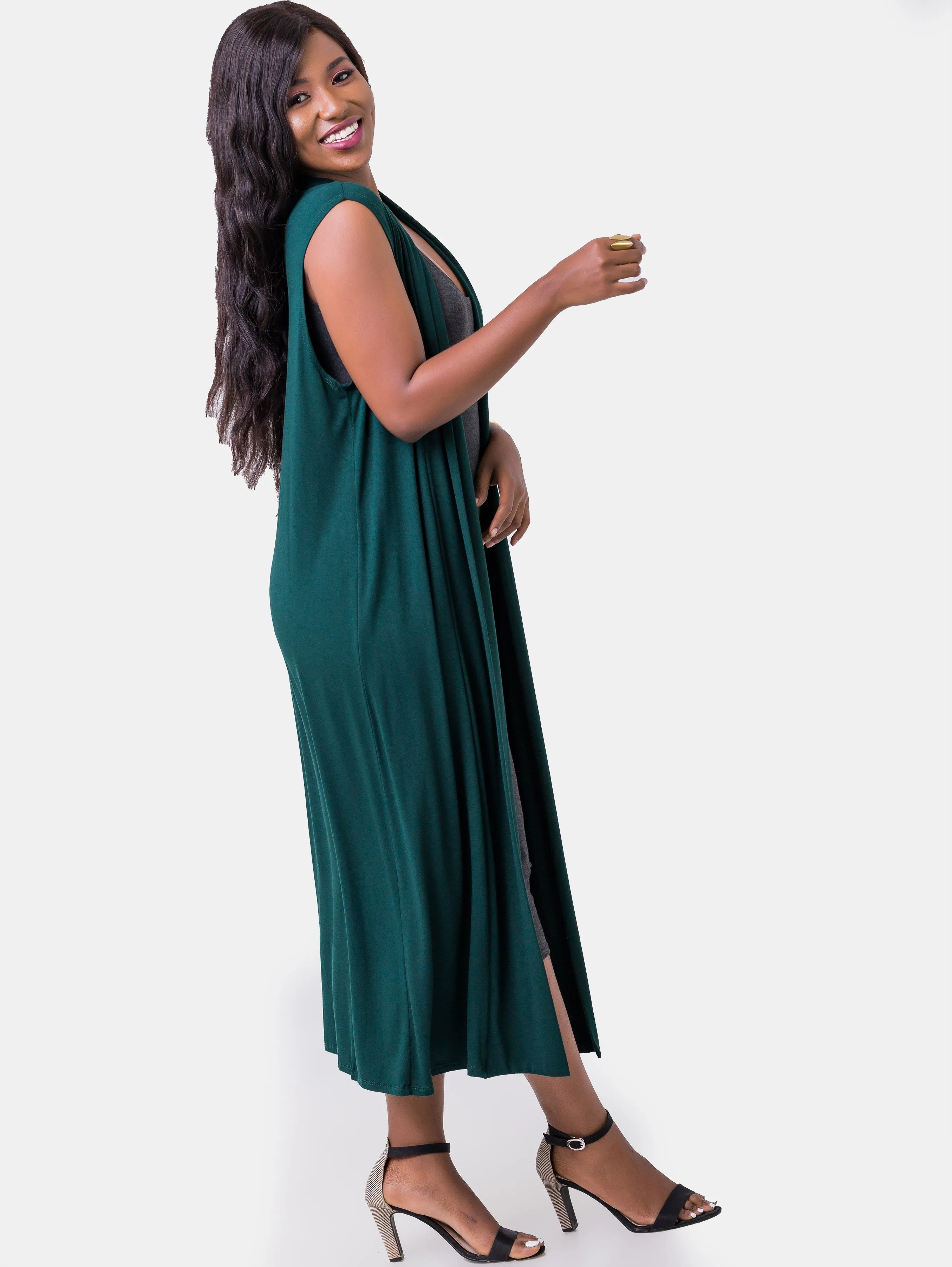Vivo Basic Sleeveless Long Lily Waterfall - Dark Green