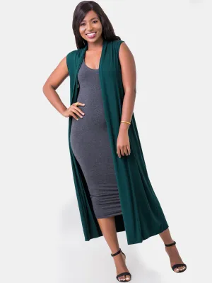 Vivo Basic Sleeveless Long Lily Waterfall - Dark Green