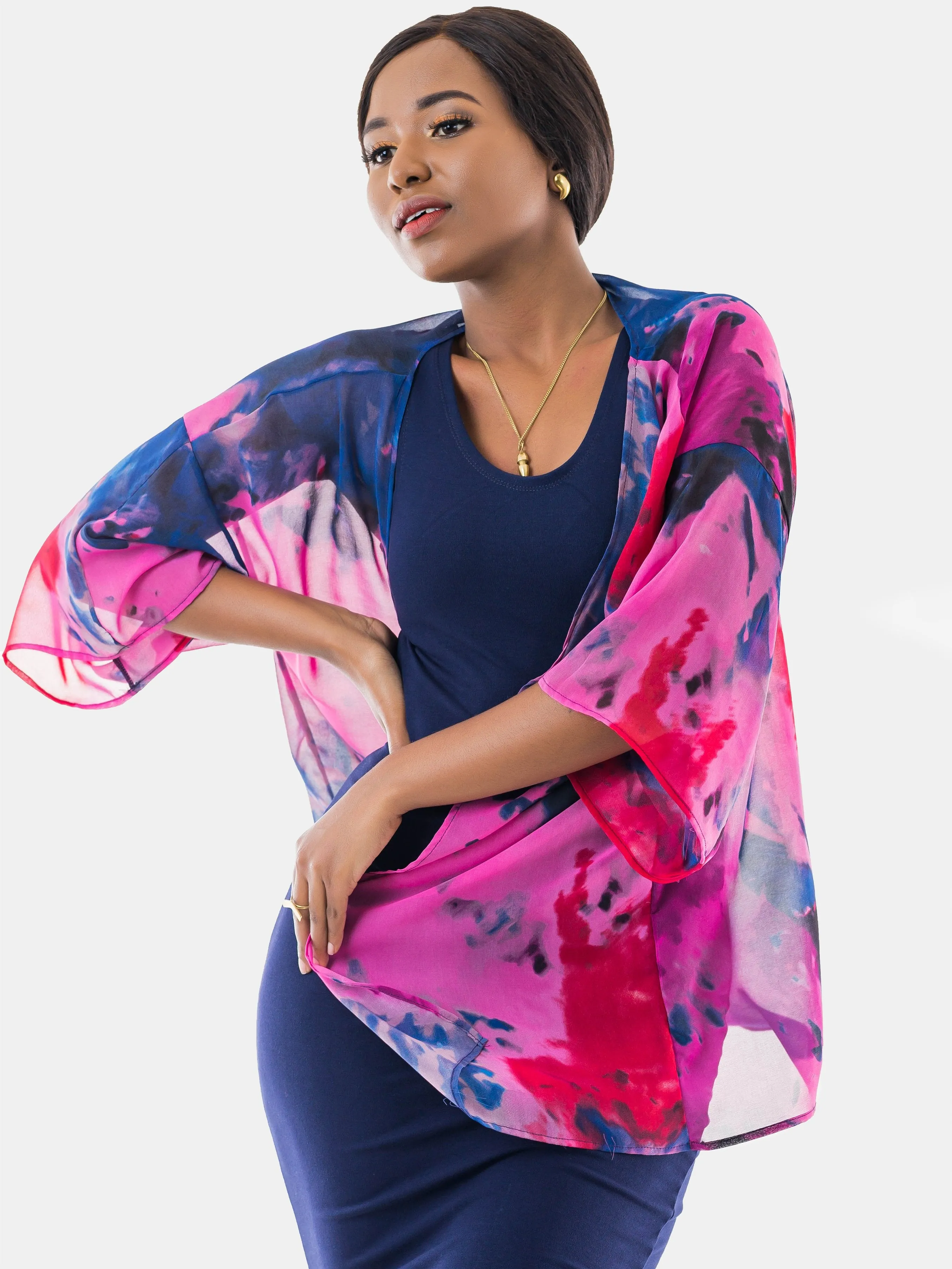 Vivo Tiwi Short Kimono - Pink Print