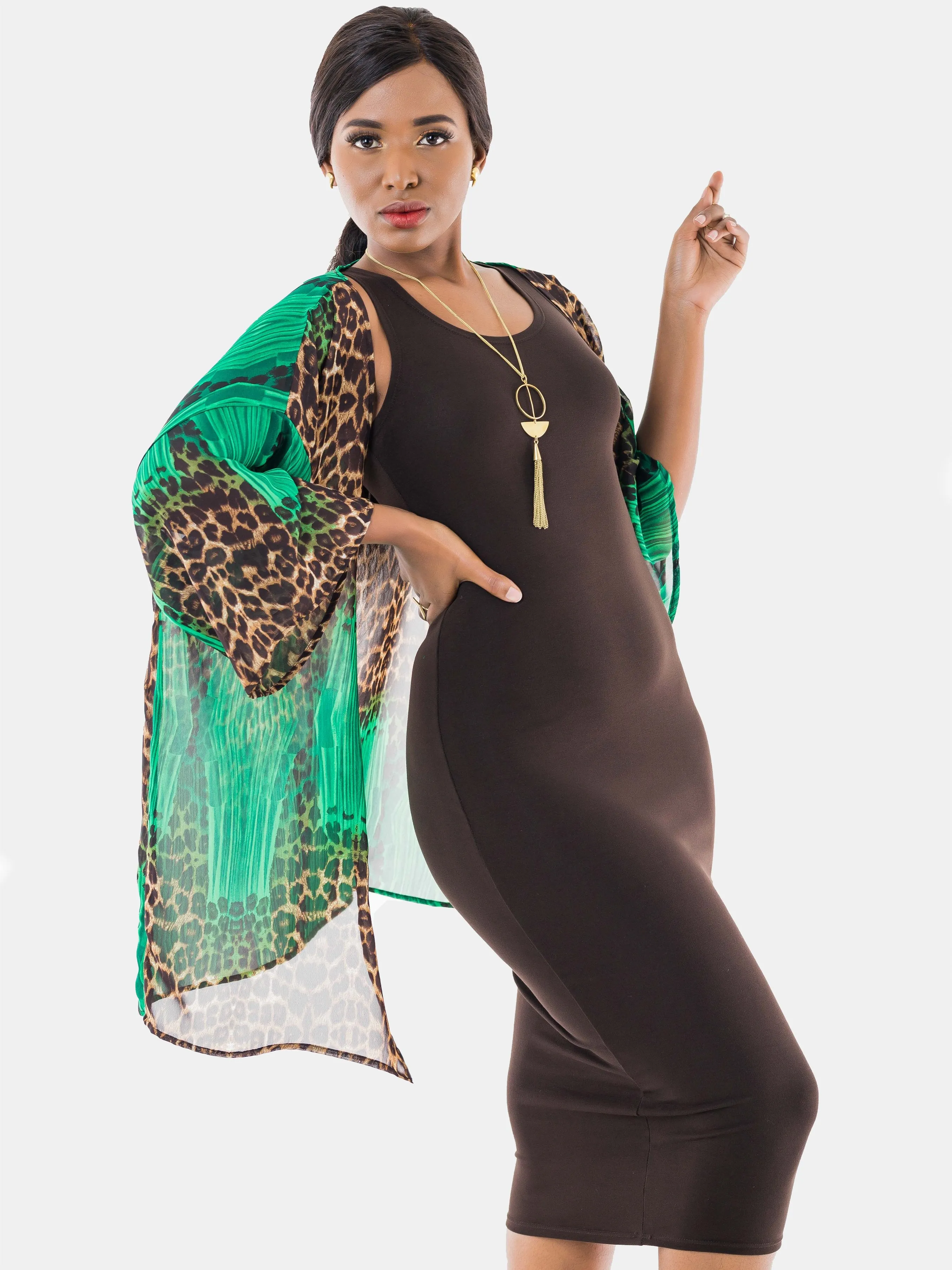 Vivo Tiwi Short Kimono - Tiger Brown Print