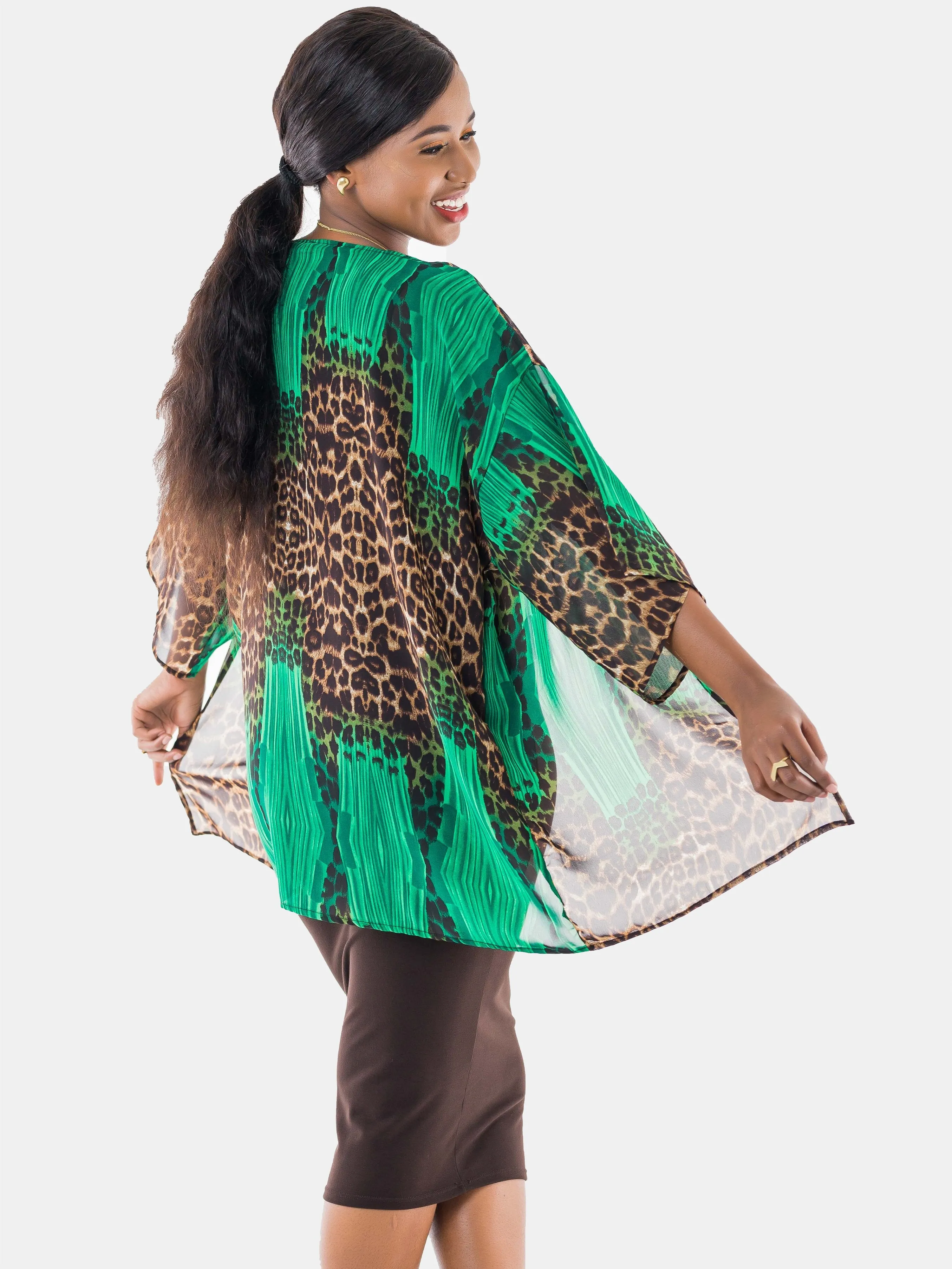 Vivo Tiwi Short Kimono - Tiger Brown Print