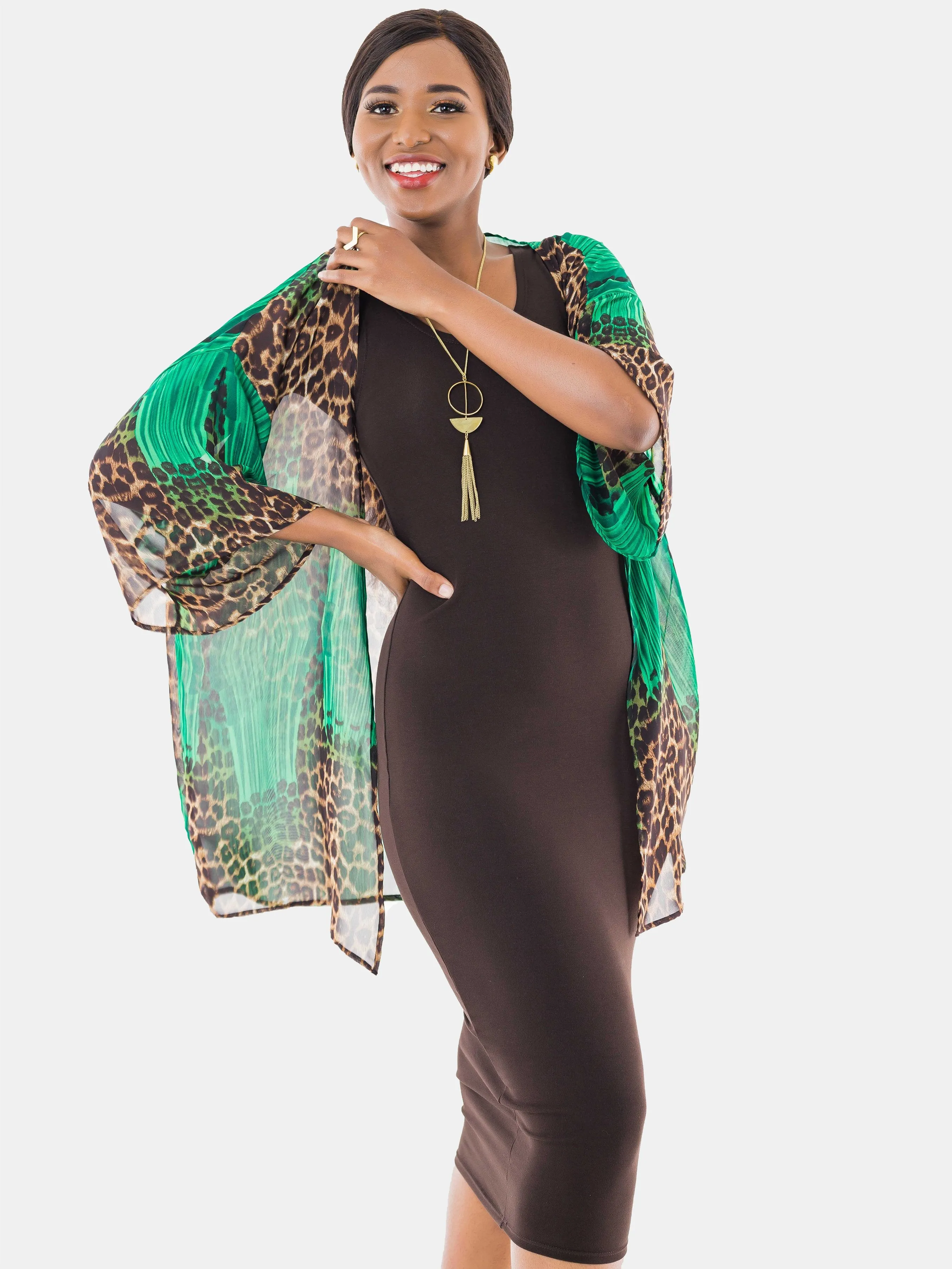 Vivo Tiwi Short Kimono - Tiger Brown Print