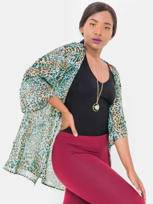 Vivo Tiwi Short Kimono - Tiger Green Print